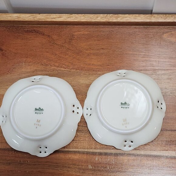 2 Rosenthal Germany Moss Rose Dish 4" pierced gold rim bowl nuts candy dipping f - Picture 9 of 12